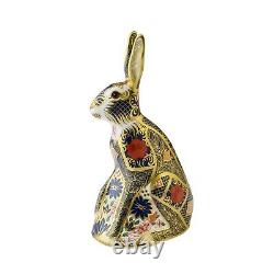 Royal Crown Derby Old Imari Solid Gold Band Hare Paperweight New 1st Quality