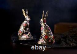 Royal Crown Derby Old Imari Solid Gold Band Hare Paperweight New 1st Quality