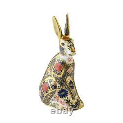 Royal Crown Derby Old Imari Solid Gold Band Hare Paperweight New 1st Quality