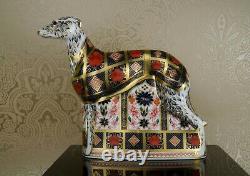 Royal Crown Derby Old Imari Solid Gold Band Lurcher Dog Paperweight New'1st