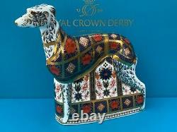 Royal Crown Derby Old Imari Solid Gold Band Lurcher Paperweight