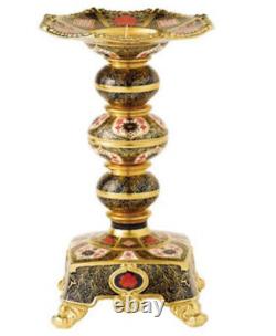 Royal Crown Derby Old Imari Solid Gold Band Prestige Candlestick 30cm high