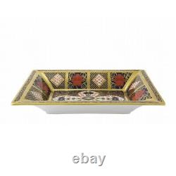 Royal Crown Derby Old Imari Solid Gold Band Rectangle Tray