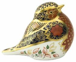 Royal Crown Derby Old Imari Solid Gold Band Robin New Paperweight 1st Quality