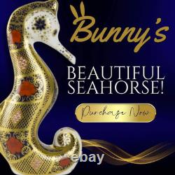 Royal Crown Derby Old Imari Solid Gold Band Seahorse 1st quality