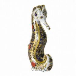 Royal Crown Derby Old Imari Solid Gold Band Seahorse Paperweight 16cm high