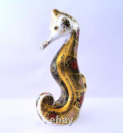 Royal Crown Derby Old Imari Solid Gold Band Seahorse Paperweight 1st Quality Box
