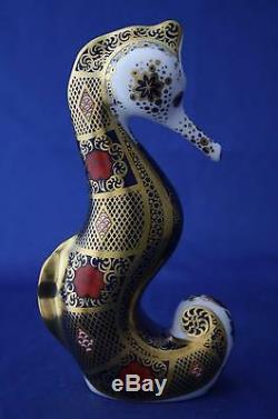 Royal Crown Derby Old Imari Solid Gold Band Seahorse Paperweight New / Boxed