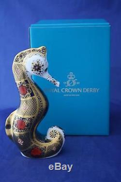 Royal Crown Derby Old Imari Solid Gold Band Seahorse Paperweight New / Boxed