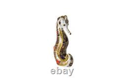 Royal Crown Derby Old Imari Solid Gold Band Seahorse paperweight 1st Quality #1