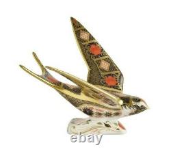 Royal Crown Derby Old Imari Solid Gold Band Swallow Paperweight New 1st Quality