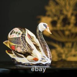 Royal Crown Derby Old Imari Solid Gold Band Swan Paperweight
