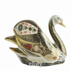 Royal Crown Derby Old Imari Solid Gold Band Swan Paperweight 2nd Quality