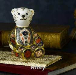 Royal Crown Derby Old Imari Solid Gold Band Teddy Bear Paperweight 10.6cm high