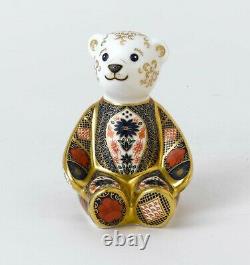 Royal Crown Derby Old Imari Solid Gold Band Teddy Bear Paperweight 10.6cm high