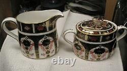 Royal Crown Derby Old Imari Sugar Bowl w Lid & Creamer Never Used Mint Condition