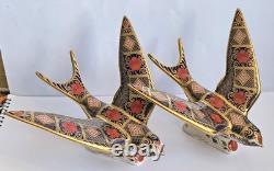 Royal Crown Derby PAIR Imari Swallows 1st Quality Gold Stopper Boxed 1128 SGB
