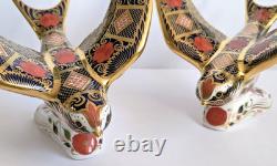Royal Crown Derby PAIR Imari Swallows 1st Quality Gold Stopper Boxed 1128 SGB