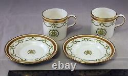 Royal Crown Derby PAIR TITANIC COFFEE CUPS & SAUCERS White Star Logo