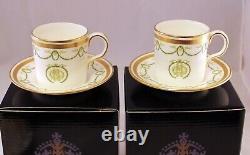 Royal Crown Derby PAIR TITANIC COFFEE CUPS & SAUCERS White Star Logo