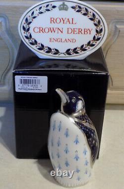 Royal Crown Derby PLATINUM PENGUIN (Goviers) Gold Stopper & Boxed