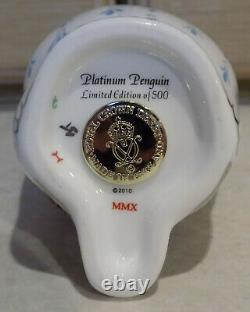 Royal Crown Derby PLATINUM PENGUIN (Goviers) Gold Stopper & Boxed