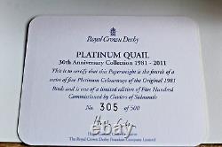 Royal Crown Derby PLATINUM QUAIL PAPERWEIGHT Rare Ltd Ed of 500 Gold Stopper