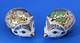 Royal Crown Derby Pair Holly And Ivy Hedgehogs Gold Stoppers Boxed