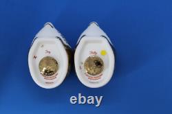Royal Crown Derby Pair Holly and Ivy Hedgehogs Gold Stoppers Boxed