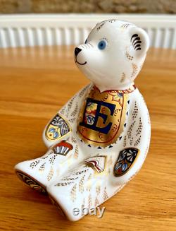 Royal Crown Derby Paperweight Alphabet Bear'E' Teddy Gold Stopper BNIB