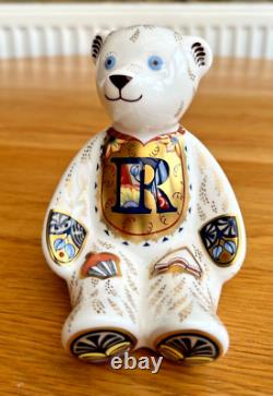 Royal Crown Derby Paperweight Alphabet Bear'R' Teddy Gold Stopper BNIB