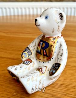 Royal Crown Derby Paperweight Alphabet Bear'R' Teddy Gold Stopper BNIB