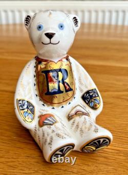 Royal Crown Derby Paperweight Alphabet Bear'R' Teddy Gold Stopper BNIB