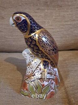 Royal Crown Derby Paperweight. Amazon Green, Bronze Winged Parrots & Lorikeet