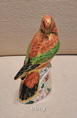 Royal Crown Derby Paperweight. Amazon Green, Bronze Winged Parrots & Lorikeet