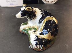 Royal Crown Derby Paperweight Border Collie Ltd Edition Gold Stopper Boxed Cert