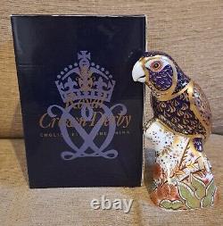 Royal Crown Derby Paperweight. Bronze Winged Parrot. Gold Stopper. Box