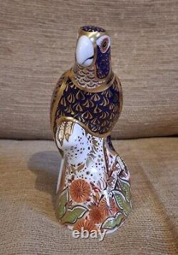 Royal Crown Derby Paperweight. Bronze Winged Parrot. Gold Stopper. Box