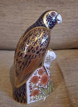 Royal Crown Derby Paperweight. Bronze Winged Parrot. Gold Stopper. Box