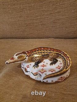 Royal Crown Derby Paperweight Carnivorous Animals. Tiger & Crocodile. Gold Stop