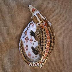 Royal Crown Derby Paperweight. Crocodile. Gold stopper