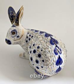 Royal Crown Derby Paperweight English Rabbit Blue