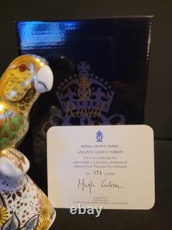 Royal Crown Derby Paperweight Gold Stopper Amazon Green Parrot Limited Edition