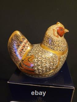 Royal Crown Derby Paperweight Gold Stopper Farmyard Hen Limited Edition