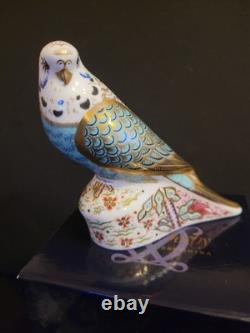 Royal Crown Derby Paperweight Gold Stopper Sky Blue Budgerigar Limited Edition