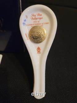 Royal Crown Derby Paperweight Gold Stopper Sky Blue Budgerigar Limited Edition