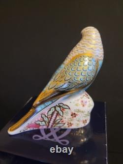 Royal Crown Derby Paperweight Gold Stopper Sky Blue Budgerigar Limited Edition