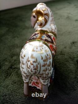 Royal Crown Derby Paperweight Imari Ram With Gold Stopper And Original Box