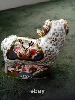 Royal Crown Derby Paperweight Imari Ram With Gold Stopper And Original Box