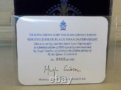 Royal Crown Derby Paperweight JUBILEE BLACK SWAN Gold Stopper, Boxed, Cert